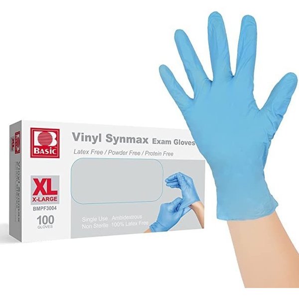 Zoro Select Disposable Gloves, Vinyl/Nitrile Blend, Latex-Free, Powder-Free, Blue, XL, 10 Boxes of 100 SYNMAXXLB